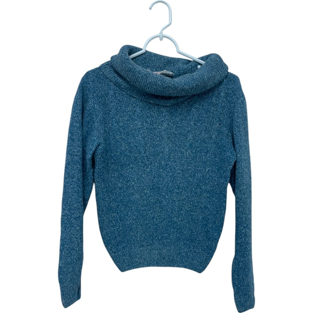 Heidi Sweater Womens M Vintage Blue Pullover Cowl Neck Chunky Knit Angora Silk - Picture 1 of 7
